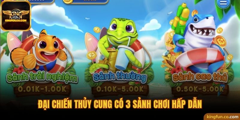 Đại Chiến Thủy Cung có 3 sảnh chơi hấp dẫn