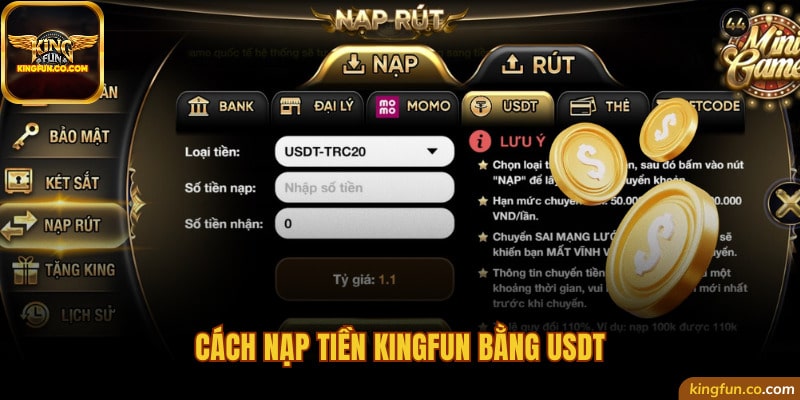 Nạp tiền Kingfun qua USDT